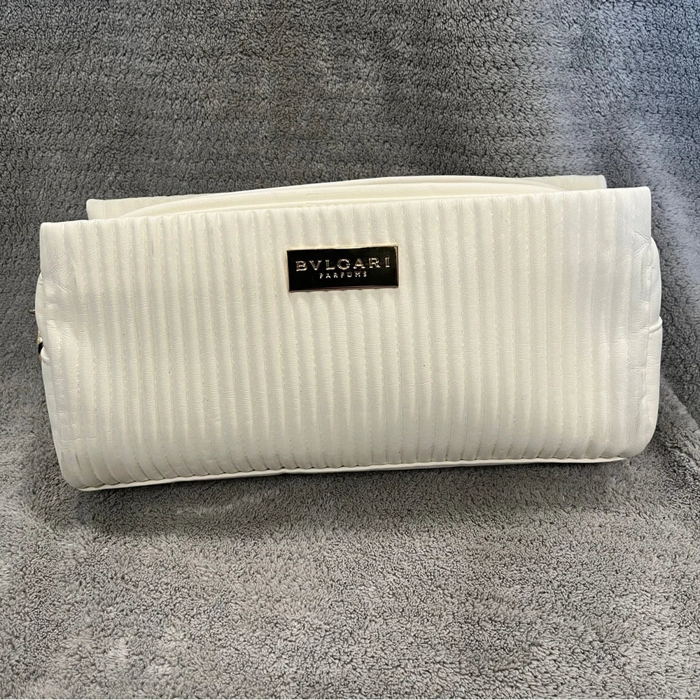 BVLGARI Cosmetics Case white with gold zipper